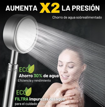 Cabezal ducha alta presión acero inox. Pack 2x1